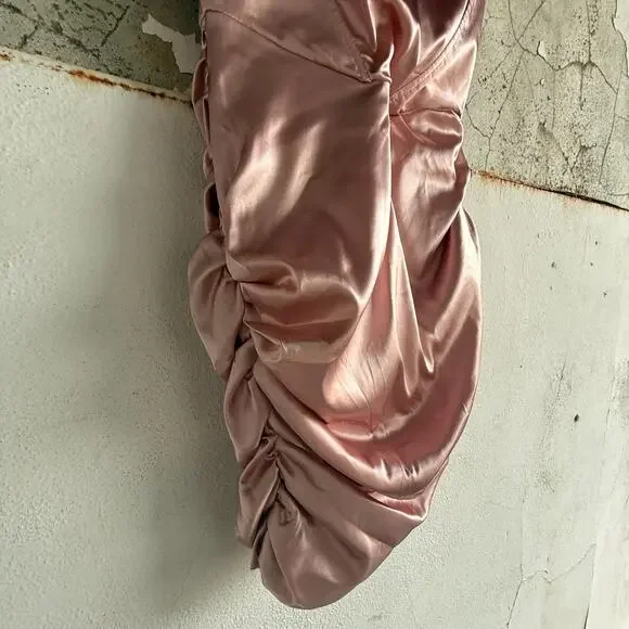 Superdown Corset Dress Satin Ruched Mini NWT Womens S‎ Blush Off Shoulder Party - Picture 4 of 7